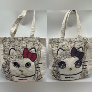Ahcahcum x Hello Kitty Character Tote Bag Japan Double Sided New Collab Anime